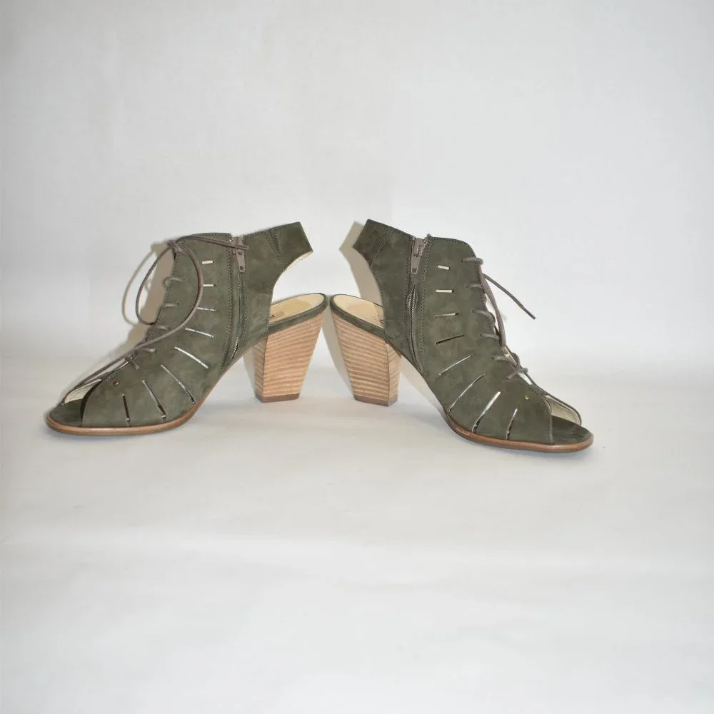 $400 PAUL GREEN  Cosmo Peep Sandal NUBUCK BOOTIE CAYANNE OLIVE 6.5 (RB)